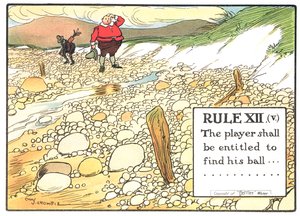 XII (V) szabály: A játékosnak joga van megtalálni a labdáját..., a „Golf szabályai”, közzétéve 1905 körül.